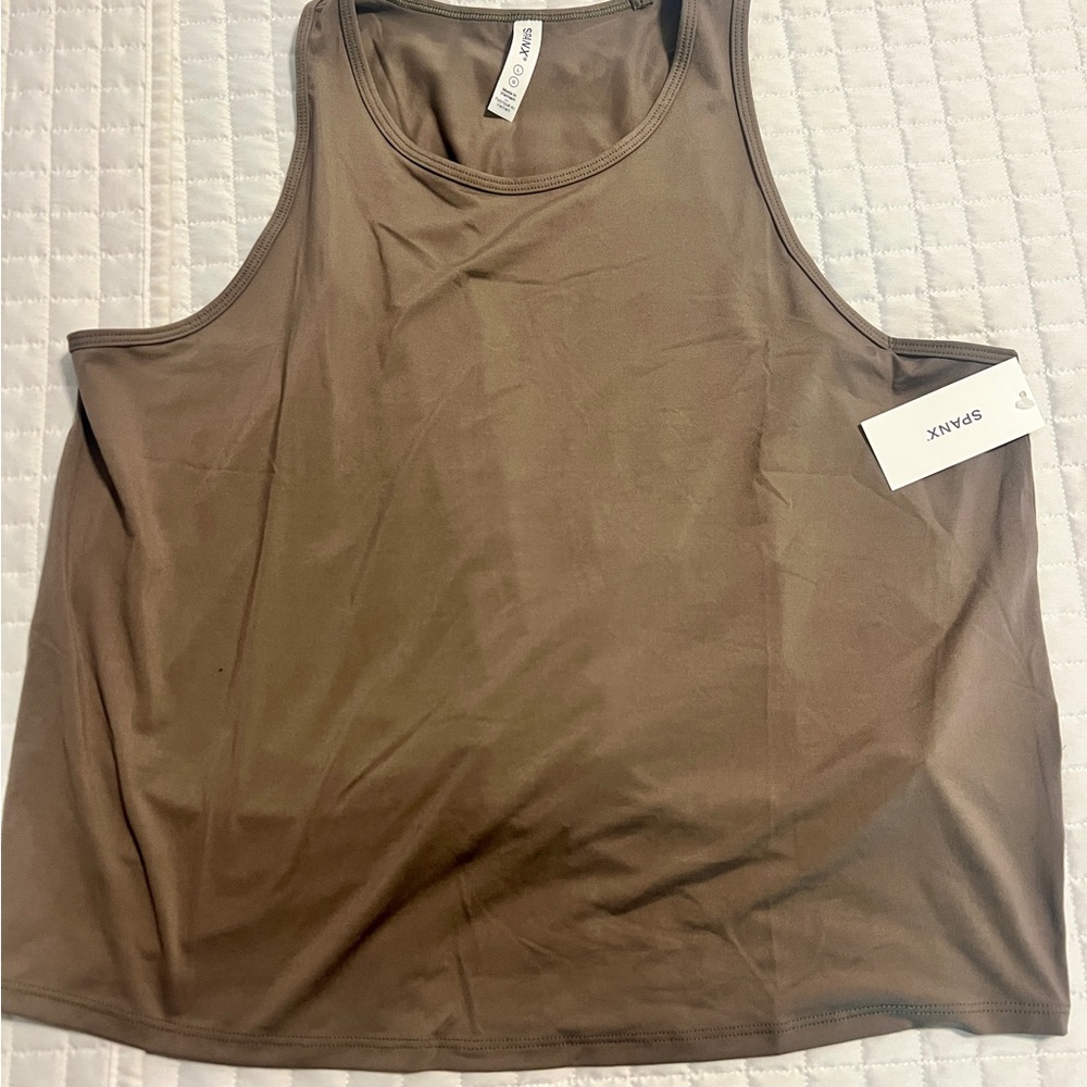 SPANX Women's NWT Butter Keyhole tank top in Smoke. Sleeveless. Size large. - Picture 2 of 3